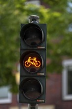 Bicycle traffic in Münster, bicycle traffic light, traffic light for bicycle traffic only, on a