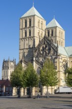 Historic old town, St Paul's Cathedral on the market square, medieval Romanesque cathedral, in the
