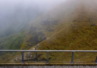 Mountain View Fom a Terrace in the Clouds in a Cloudy Autumn Day in Monte Generoso, Ticino,