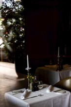 Beautiful Romantic Restaurant with Window Reflection and Table and Chair in City of Bern, Canton
