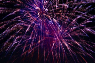 Beautiful Fireworks Display at Night in Ponte Tresa, Lombardy, Italy