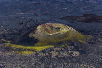 Volcanic landscape, volcanic crater, sunny, aerial view, summer, Laki, Lakagigar, Vatnajökull