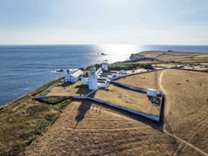 Lizard Lighthouse from a drone, Lizard Point, Cornwall, England, United Kingdom