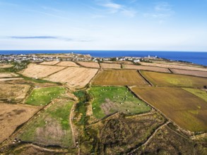 Cornwall fields and farms from a drone, Lizard Peninsula, South West Coast Path, Lizard, Cornwall,