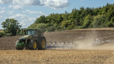 Autumn plowing with tractor in Borrie, Ystad municipality, Skåne county, Sweden, Scandinavia