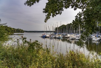 The reservoir with marina in Haltern am See, North Rhine-Westphalia, Germany