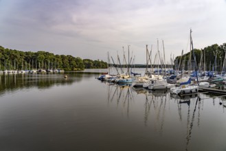 The reservoir with marina in Haltern am See, North Rhine-Westphalia, Germany
