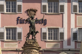 Diana statue by sculptor Wilhelm Sauer in front of the Fürstenberg Bräustüble in Donaueschingen,