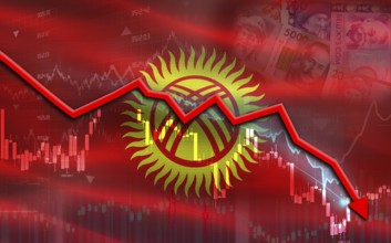 Kyrgyzstan financial fall on economy market. Kyrgyzstan financial crisis on economic graph