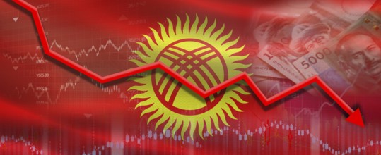 Kyrgyzstan financial crisis on economic graph. Financial fall of Kyrgyzstan on economy market