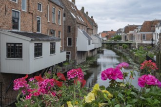 Hanging kitchens above the Damsterdiep in the historic town of Appingedam, province of Groningen,
