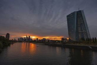 Clouds pass over the headquarters of the European Central Bank (ECB) in Frankfurt am Main at