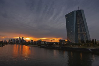 Clouds pass over the headquarters of the European Central Bank (ECB) in Frankfurt am Main at