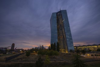 Clouds pass over the headquarters of the European Central Bank (ECB) in Frankfurt am Main shortly