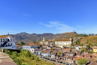 Panorama seen from above the historic city of Ouro Preto, Ouro Preto, Minas Gerais, Brazil