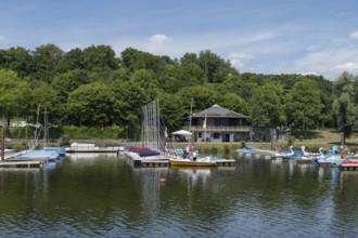 Boat hire at Heveney harbour, Oelbach, Lake Kemnader, Witten, Ruhr area, North Rhine-Westphalia,