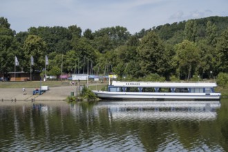 Excursion boat at Heveney harbour, Oelbach, Lake Kemnader, Witten, Ruhr area, North