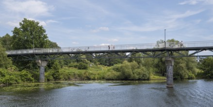 Pedestrian bridge over the Ruhr, Herbede, Witten, Ruhr area, North Rhine-Westphalia, Germany