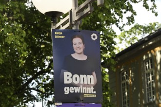 Posters for the North Rhine-Westphalia municipal election campaign in Bonn around the Hofgarten in