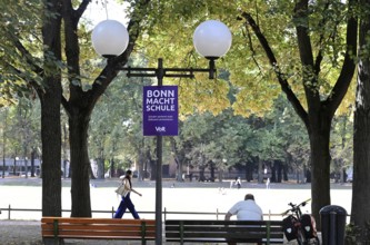 Posters for the North Rhine-Westphalia municipal election campaign in Bonn around the Hofgarten in