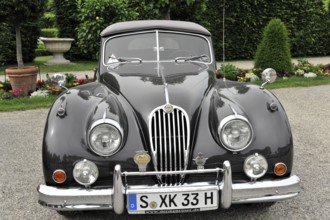 Jaguar Coupe, Classic car, Grey Jaguar classic car with elegant and stylish appearance in the front