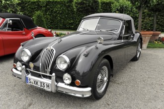 Jaguar Coupe, Classic car, Classic grey Jaguar vintage car with charming vintage style and elegant