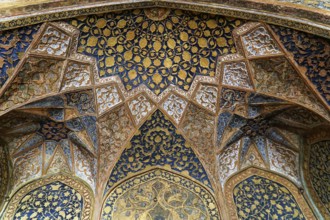 Mausoleum of Itimat-ud-Daula, Tomb, Agra, Uttar Pradesh, India, Asia, Complex ornamentation in blue