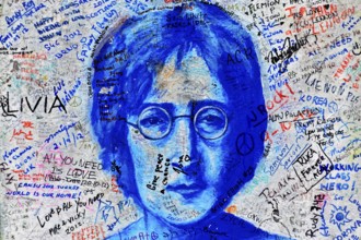 John Lennon Wall, Graffiti, Prague, Czech Republic, Europe, Colourful graffiti by John Lennon