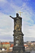 Statue on Charles Bridge, Old Town, UNESCO World Heritage Site, Prague, Czech Republic, Europe,