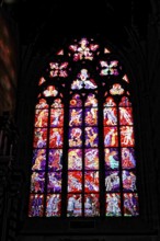 St. Vitus or St. Vitus Cathedral, Hradcany, Prague, Czech Republic, Europe, stained glass windows