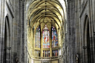 St. Vitus Cathedral, Hradcany, Prague, Czech Republic, Europe, Gothic church interior with ornate