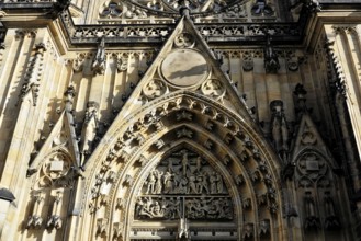 St Vitus or St Vitus Cathedral, Hradcany, Prague, Czech Republic, Europe, Detailed Gothic façade