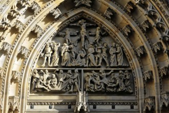 St Vitus or St Vitus Cathedral, Hradcany, Prague, Czech Republic, Europe, Detail of a Gothic relief