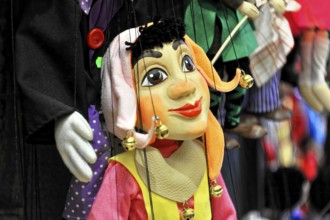 Prague Marionettes, Prague, Czech Republic, Europe, Close-up of a marionette with a colourful