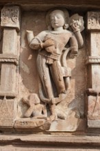 Kota, Rajasthan, North India, Asia, Detailed sculpture of a Hindu deity in stone relief, India