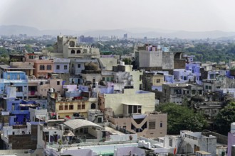 Udaipur, Rajasthan, North India, Asia, View of a building in India with a multitude of colourful