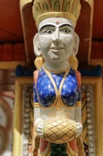 Udaipur, Rajasthan, North India, Asia, Close-up of a skilfully carved wooden figure in traditional