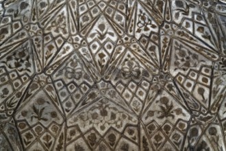 Red Fort, Agra, Uttar Pradesh, India, Artfully decorated patterns and details on a symmetrical