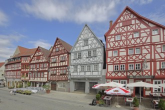 Historic half-timbered houses, Hauptstraße, Ochsenfurt, Lower Franconia, Franconia, Bavaria,