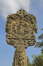 Historic baker's wayside shrine from 1696, date, decoration, relief, coronation of the Virgin Mary,