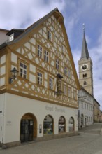 Engelsapotheke built 17th century, historic half-timbered house, Hauptstraße, Ochsenfurt, Lower