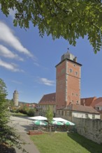 Historic Klingentor gate built in 1307 and town wall, dovecote tower, town fortification, town