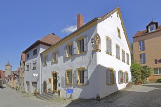 Historic building built in the 16th century and cent tower, Boxgasse, Ochsenfurt, Lower Franconia,