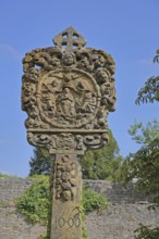 Historic baker's wayside shrine from 1696, date, decoration, relief, coronation of the Virgin Mary,