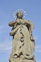 Madonna figure with halo, sculpture, statue, cut-out, market place, Saal an der Saale, Lower