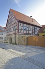 Town hall, half-timbered house, market square, Saal an der Saale, Lower Franconia, Franconia,