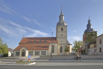 Late Gothic Holy Trinity Church and late Gothic gate tower, Saal an der Saale, Lower Franconia,