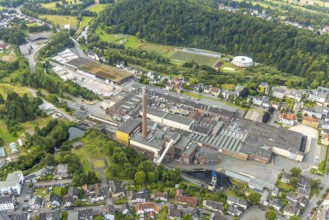 Aerial view, R.D.M. Arnsberg GmbH Papierfabrik Reno de Medici, Recycling-Karton location, above