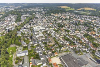 Aerial view, city centre view with district government and high-rise building, distant view,