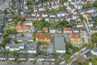 Aerial view, Johannesschule Arnsberg primary school, on the right the Adolf-Sauer-Schule, above